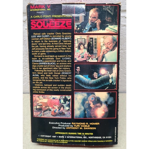 The Squeeze big box VHS - Action Movie - Van Cleef - Mark V - RARE!! - Picture 3 of 7